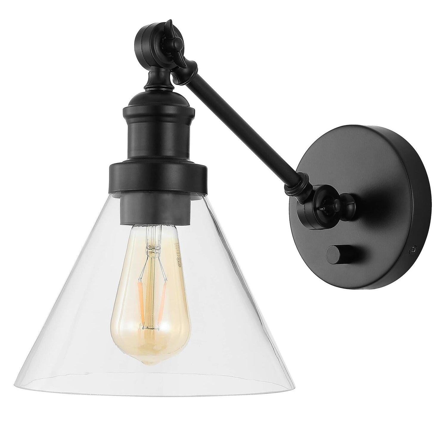 JONATHAN Y JYL7575A Cowie 8&quot; Classic Industrial Iron/Glass Adjustable LED Contemporary Wall Sconce 2700K 4W Bulb for Entryway Lobby Kitchen Bathroom Bedroom Living Room, 1 Light, Oil Rubbed Bronze - Like New