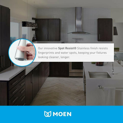 MOEN Brecklyn 87102SRS 2-Handle Standard Kitchen Faucet with Side Sprayer in Spot Resist Stainless