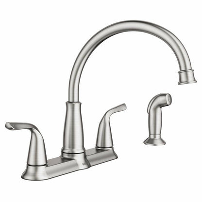 MOEN Brecklyn 87102SRS 2-Handle Standard Kitchen Faucet with Side Sprayer in Spot Resist Stainless