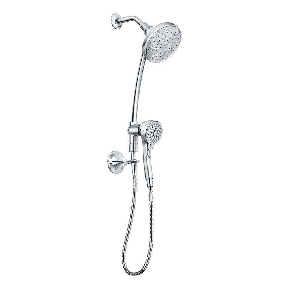 MOEN Attract 28586 Magnetix 6-Spray 6.75 in. Dual Wall Mount Fixed and Handheld Shower Heads 1.75 GPM with Slidebar in Chrome