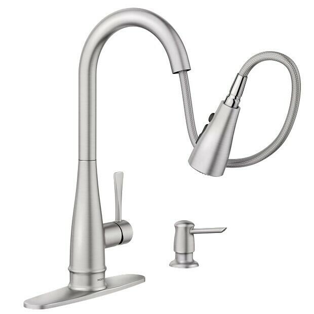 MOEN Birchfield 87205SRS Single-Handle Pull-Down Sprayer Kitchen Faucet with Reflex and PowerBoost in Spot Resist Stainless