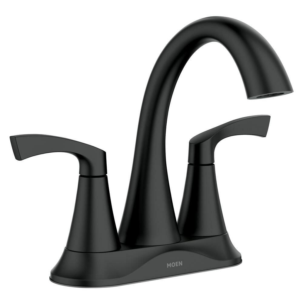 MOEN Korek 84467BL Centerset 2-Handle Bathroom Faucet in Matte Black