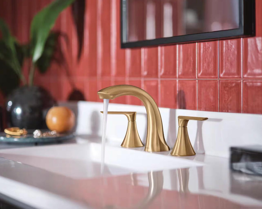 MOEN Findlay 84517BZG Widespread 2-Handle Bathroom Faucet in Bronzed Gold (Valve Included)