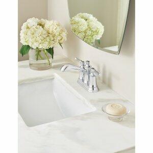 MOEN Dartmoor 6802BN Centerset Double Handle Low Arc Bathroom Faucet with Drain Kit Included in Brushed Nickel