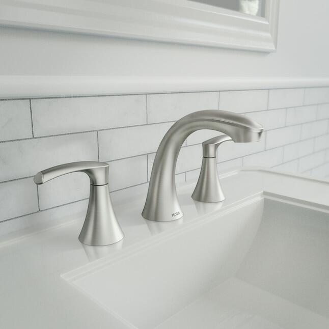 MOEM Graeden 84138SRN Spot Resist Brushed Nickel 2-Handle 8-in Widespread WaterSense Bathroom Sink Faucet with Drain
