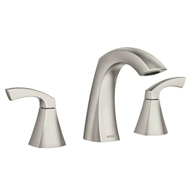 MOEN Lindor 84504SRN Widespread 2-handle High-arc Bathroom Sink Faucet with Drain in Spot Resist Brushed Nickel