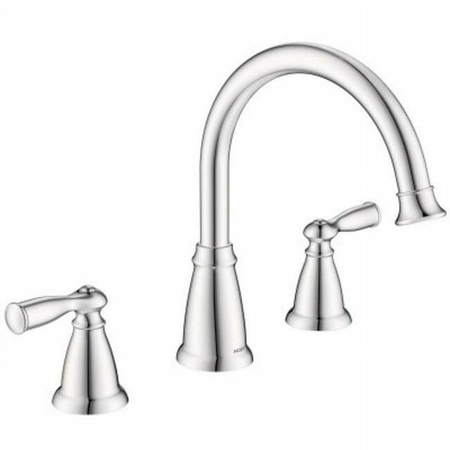 MOEN Banbury 86924 Two Handle Deck-Mount High Arc Roman Tub Faucet in Chrome (Valve Included)