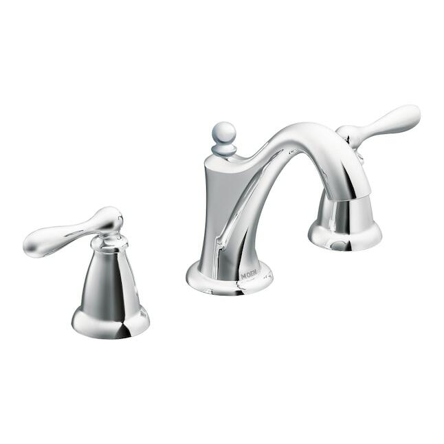 MOEN Caldwell WS84440 Widespread 2-handle Mid-arc  Bathroom Sink Faucet with Drain in Chrome