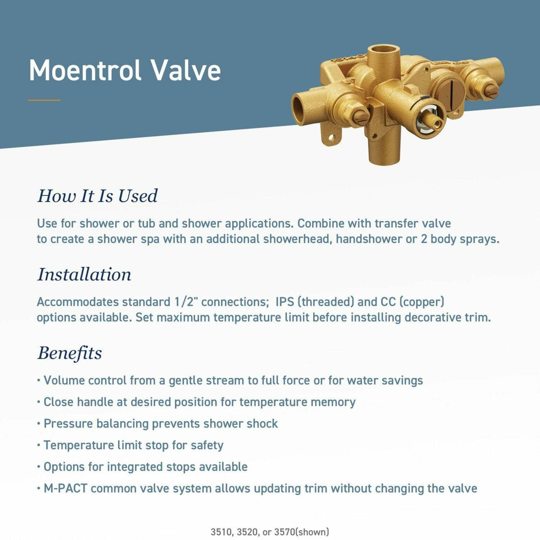 Moen Voss T3691BL Matte Black 1-Handle Moentrol Valve Trim Kit, Valve Required