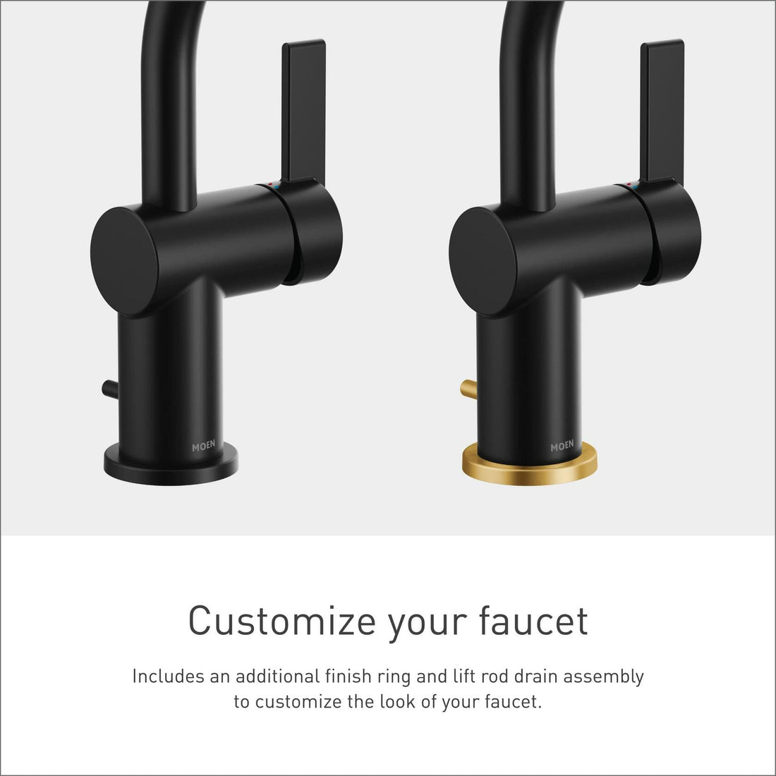 MOEN CIA 6221BL Single Handle Bathroom Sink Faucet with Drain in Matte Black