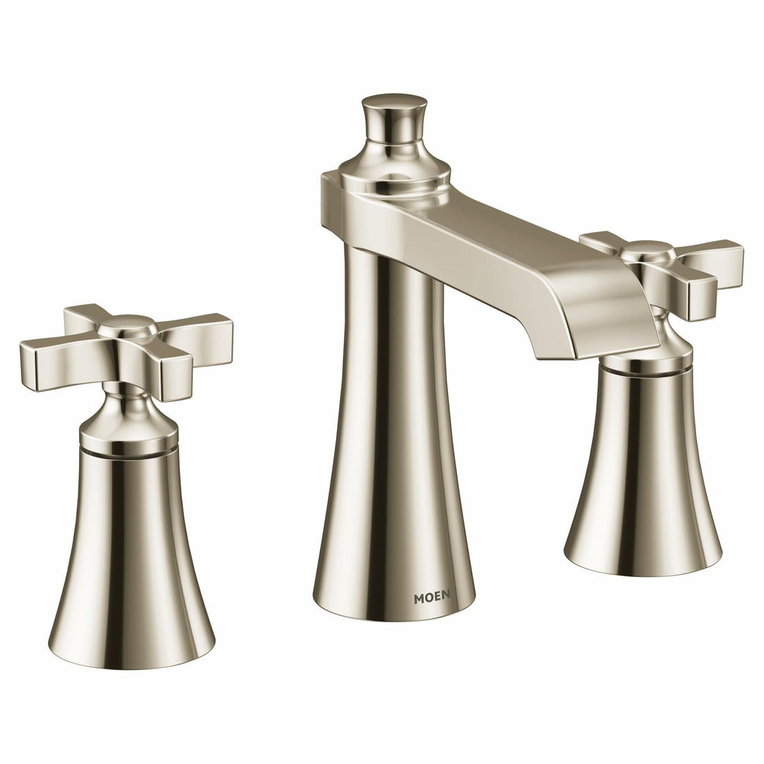 MOEN Flara TS6985NL Two-Handle Widespread Cross Handle Bathroom Faucet in Polished Nickel (Valve Required)
