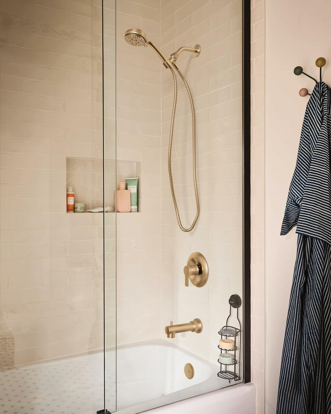MOEN Meena 82618BZG Single Handle 4-Spray 4 in. Tub and Shower Faucet 1.75 GPM in. Brushed Gold (Valve Included)