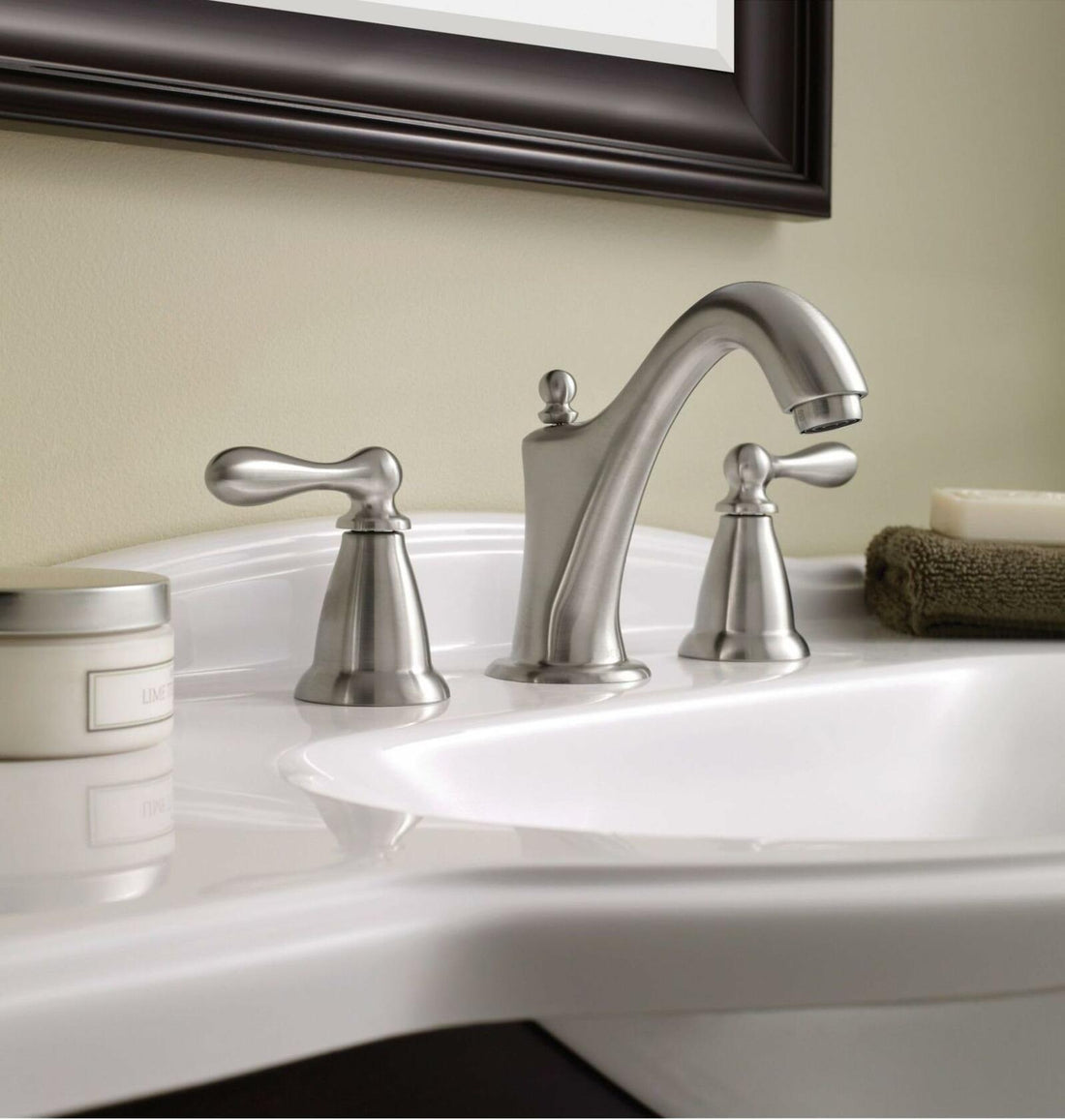 MOEN Caldwell WS84440SRN Two-Handle High Arc Bathroom Faucet in Spot Resist Brushed Nickel