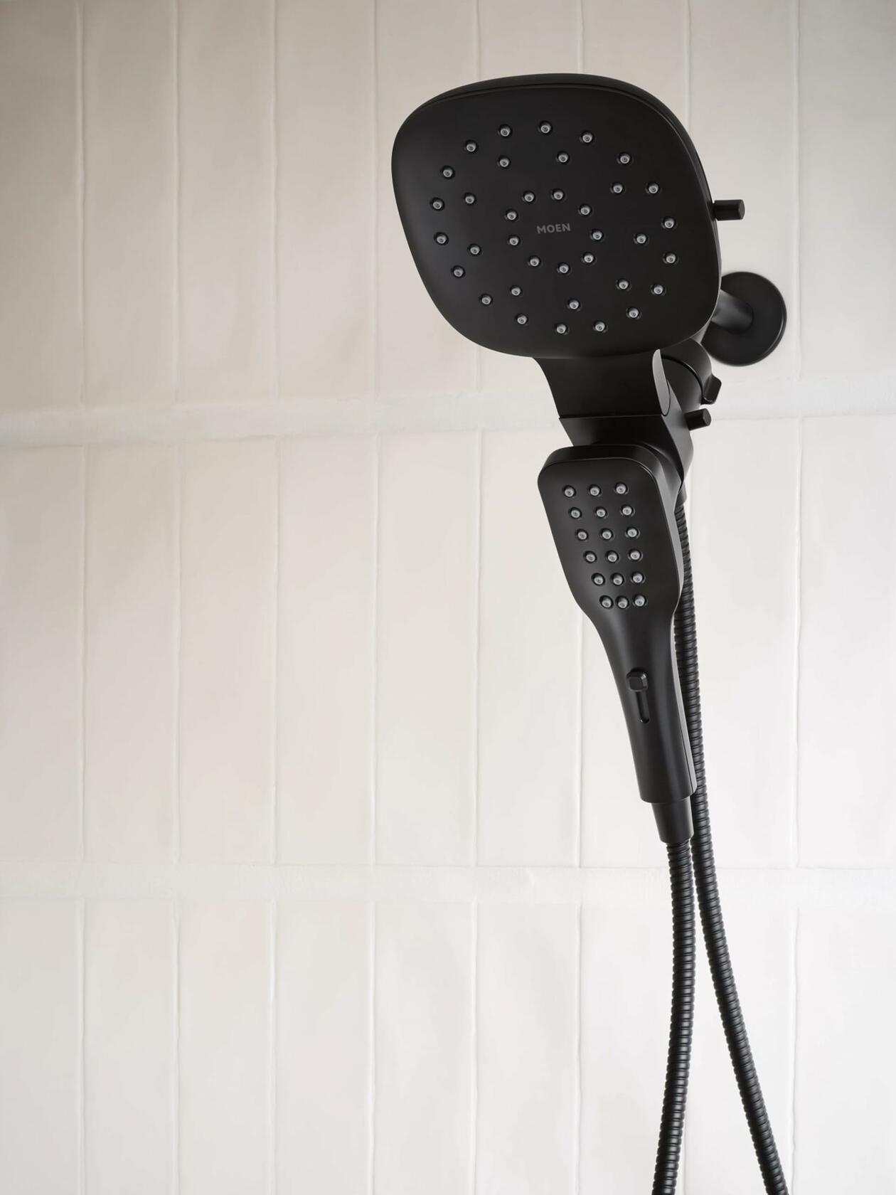 Moen Verso Infiniti Dial Square Rain Shower Head with Detachable Hand Shower Combo, 7-Inch Spray Head, Matte Black, 220C5BL