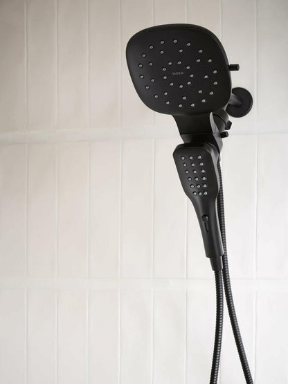 Moen Verso Infiniti Dial Square Rain Shower Head with Detachable Hand Shower Combo, 7-Inch Spray Head, Matte Black, 220C5BL