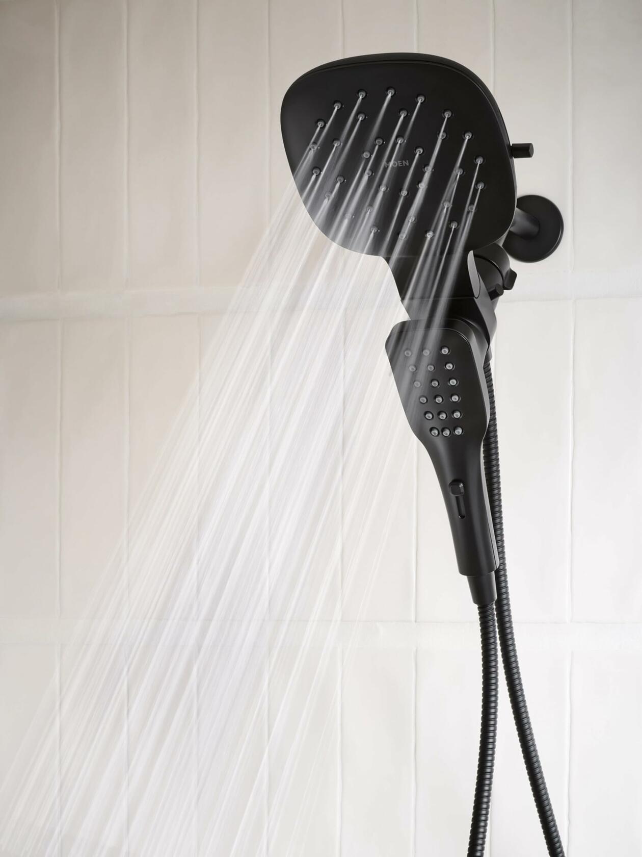 Moen Verso Infiniti Dial Square Rain Shower Head with Detachable Hand Shower Combo, 7-Inch Spray Head, Matte Black, 220C5BL