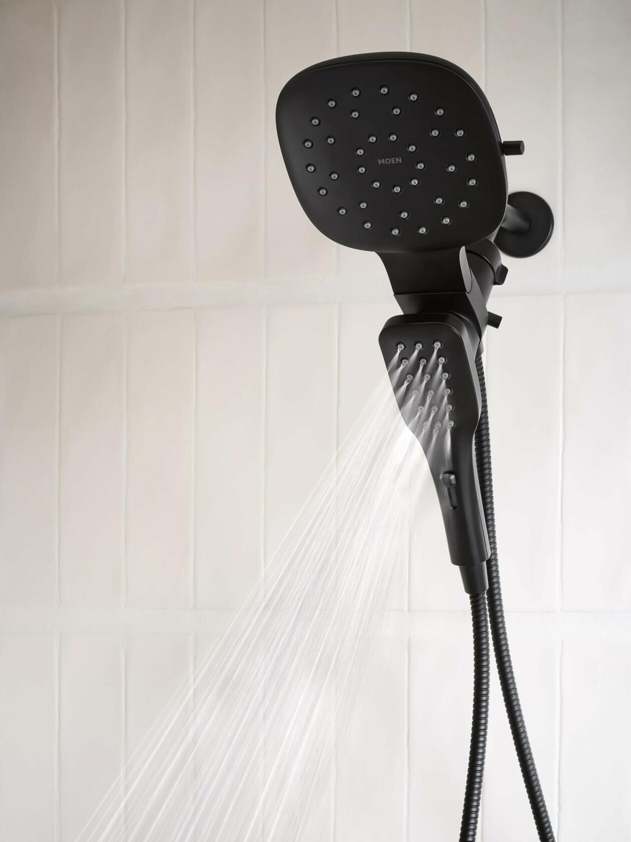 Moen Verso Infiniti Dial Square Rain Shower Head with Detachable Hand Shower Combo, 7-Inch Spray Head, Matte Black, 220C5BL