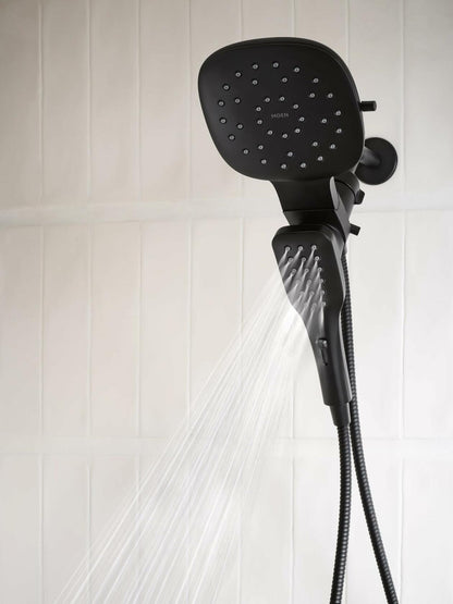 Moen Verso Infiniti Dial Square Rain Shower Head with Detachable Hand Shower Combo, 7-Inch Spray Head, Matte Black, 220C5BL