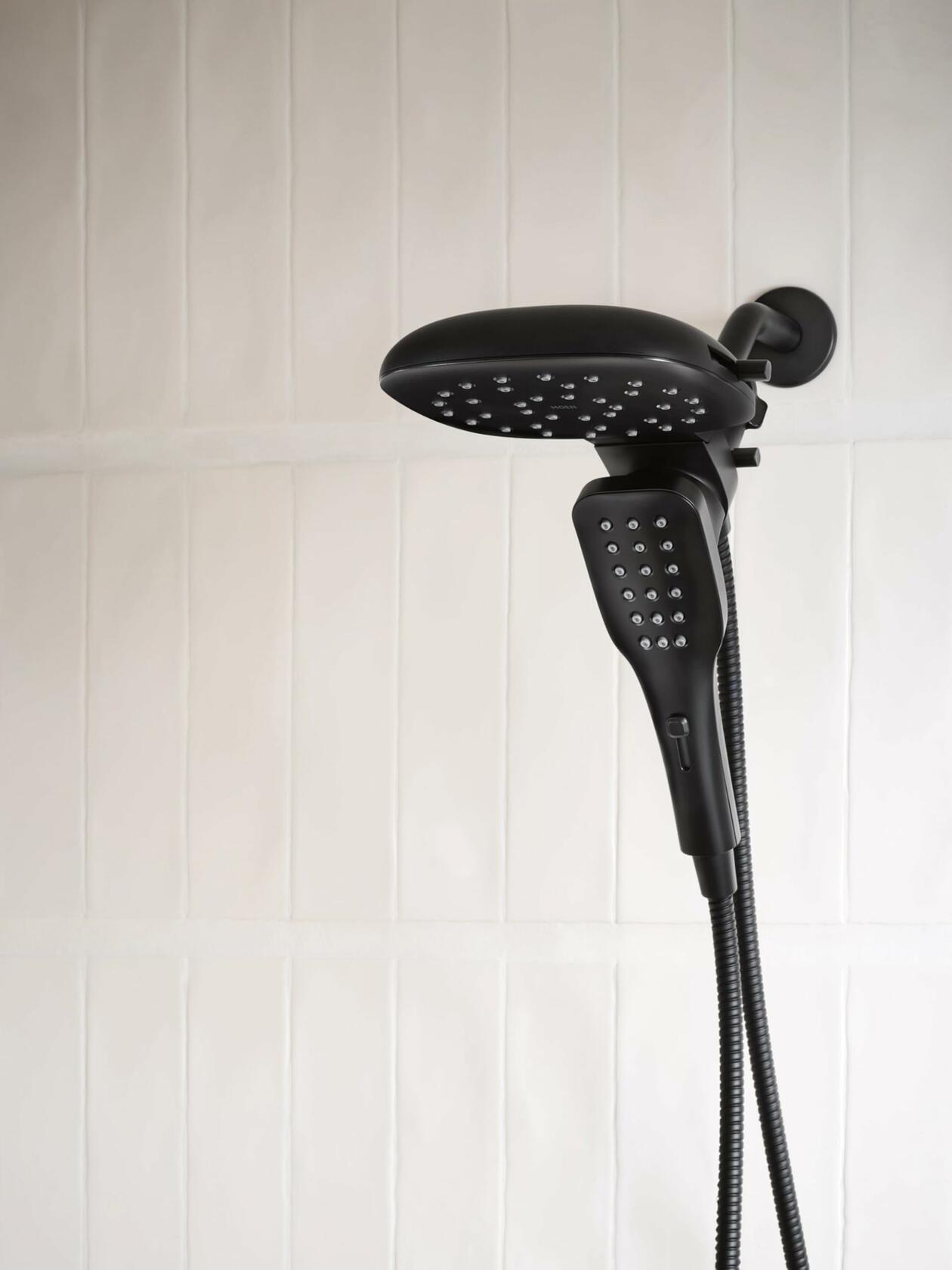 Moen Verso Infiniti Dial Square Rain Shower Head with Detachable Hand Shower Combo, 7-Inch Spray Head, Matte Black, 220C5BL