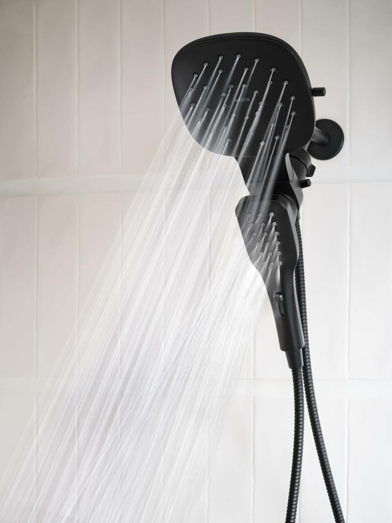 Moen Verso Infiniti Dial Square Rain Shower Head with Detachable Hand Shower Combo, 7-Inch Spray Head, Matte Black, 220C5BL