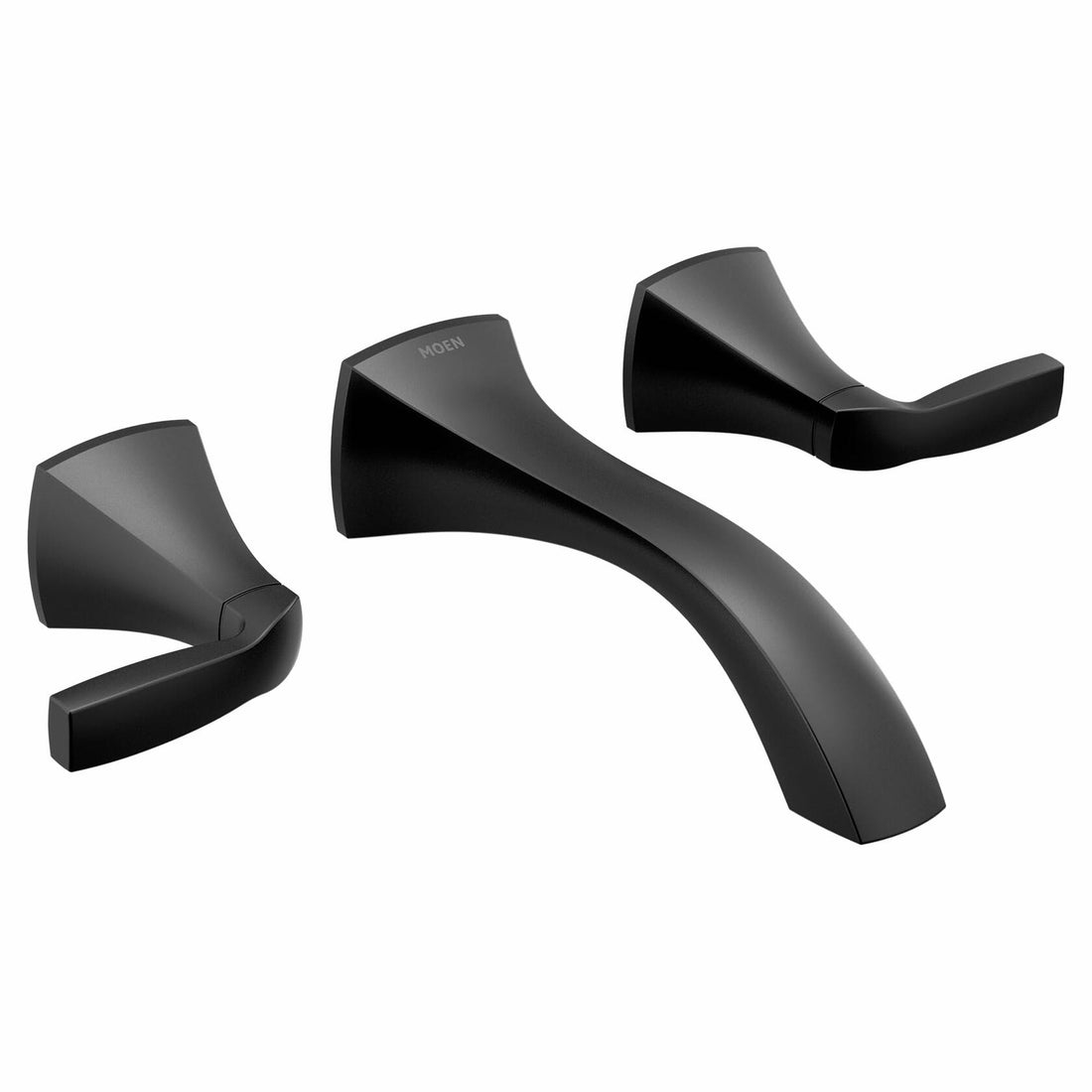MOEN Voss T6906BL Two-Handle Wall Mount Bathroom Faucet Trim Kit in Matte Black (Valve Required)