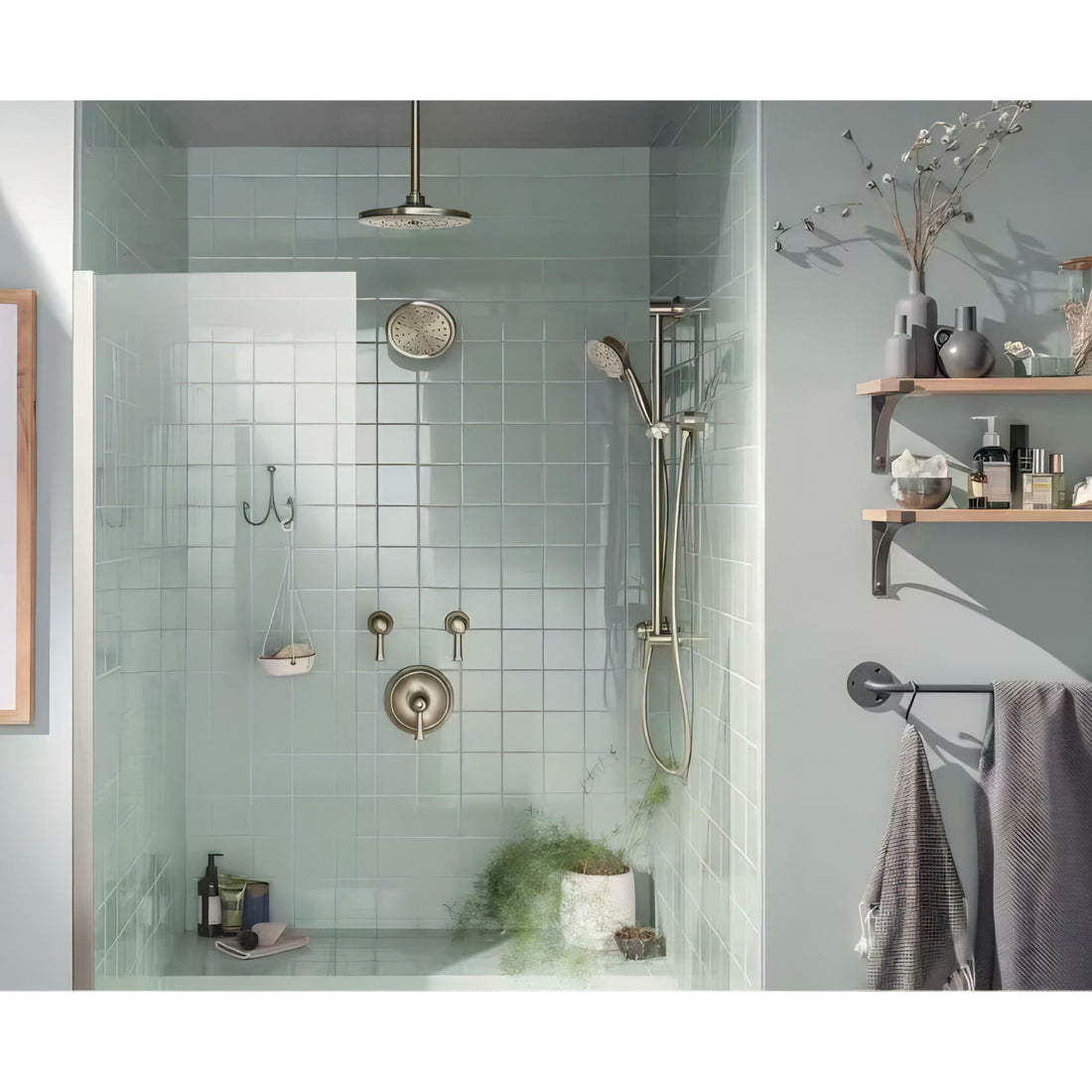 MOEN 3667EPNL 4-Spray Eco-Performance Handheld Handshower with Slide Bar in Polished Nickel
