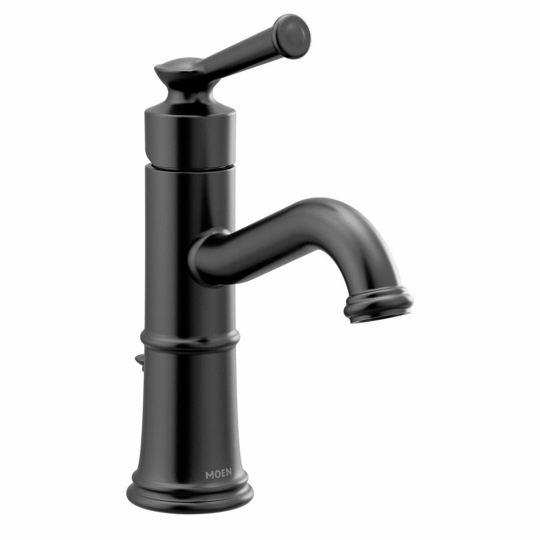 MOEN Belfield 6402BL One-Handle Bathroom Sink Faucet with Drain Assembly and Optional Deckplate in Matte Black
