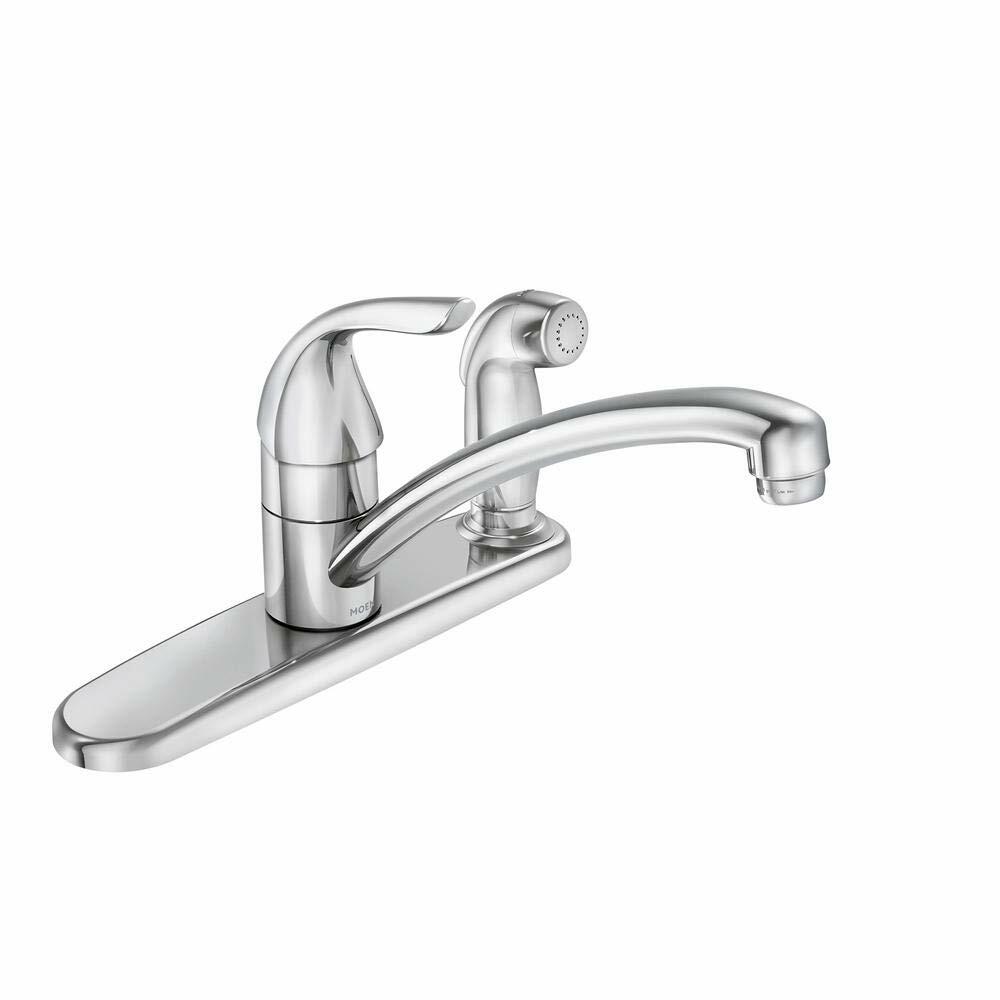 MOEN Adler 87203 Single-Handle Low Arc Kitchen Faucet with in Deck Side Sprayer in Chrome - Like New