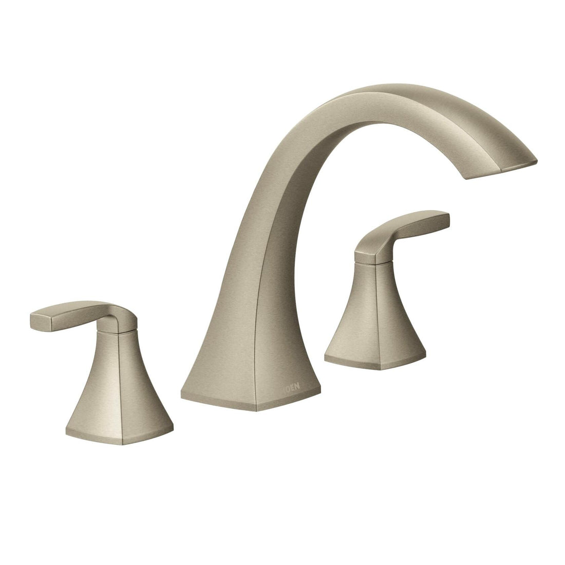 MOEN Voss T693BN Two Handle Deck-Mount High-Arc Roman Tub Faucet Trim Kit in Brushed Nickel (Valve Not Included)