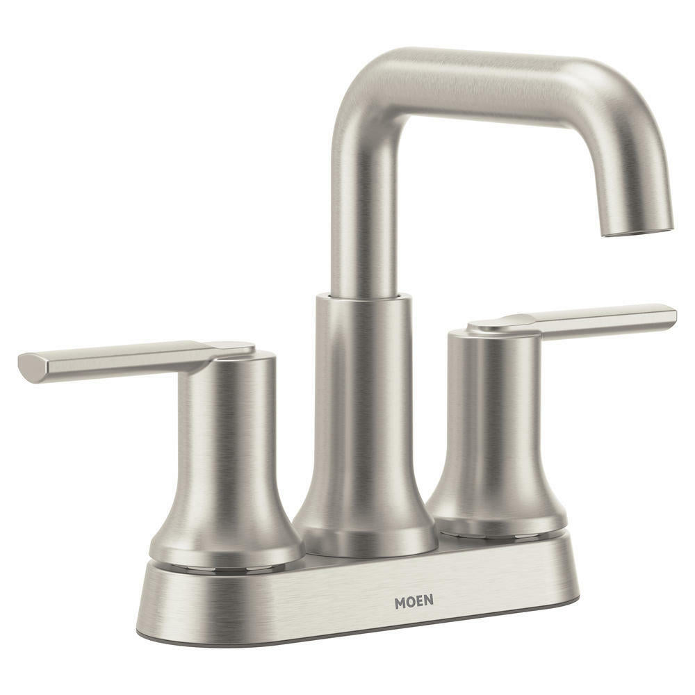 MOEN Zyla 84141SRN Two Handle High Arc Bathroom Faucet Spot Resist Brushed Nickel