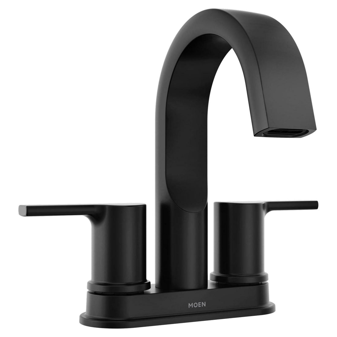 MOEN Avri 84153BL Two Handle High-arc Bathroom Sink Faucet with Drain in Matte Black