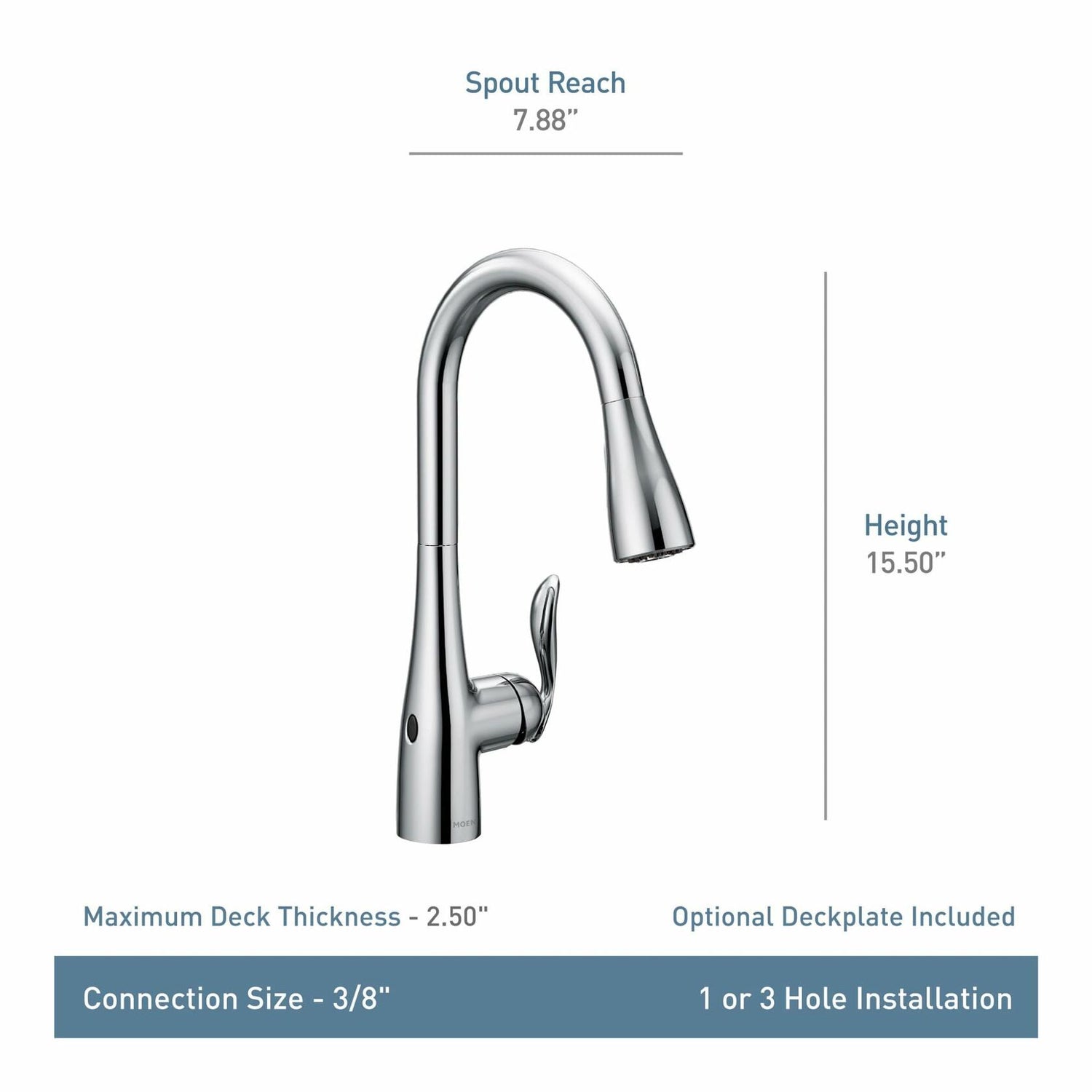 MOEN Arbor 7594EWBL Touchless Pull Down Sprayer Kitchen Faucet with 360 Degree Spout Swivel and Power Clean in Matte Black