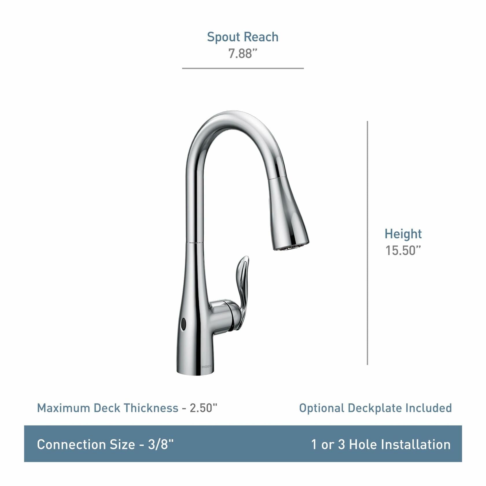 MOEN Arbor 7594EWBL Touchless Pull Down Sprayer Kitchen Faucet with 360 Degree Spout Swivel and Power Clean in Matte Black