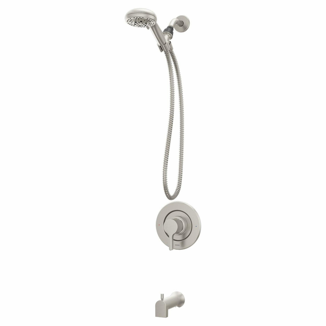 MOEN Beric 82775SRN Single Handle 5-Spray Tub and Shower Faucet 1.75 GPM in. Spot Resist Brushed Nickel (Valve Included)