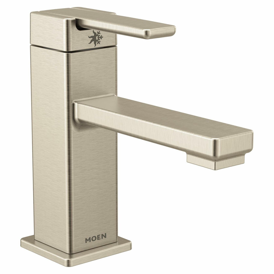 MOEN 90 Degree S6710BN One-Handle Single Hole Modern Bathroom Sink Faucet in Brushed Nickel