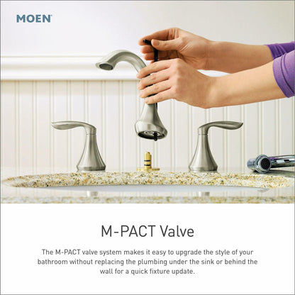 MOEN Brandtford TV6620BN Two-Handle High Arc Widespread Bathroom Sink Faucet in Brushed Nickel (Valve Included)