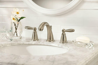 MOEN Brandtford TV6620BN Two-Handle High Arc Widespread Bathroom Sink Faucet in Brushed Nickel (Valve Included)