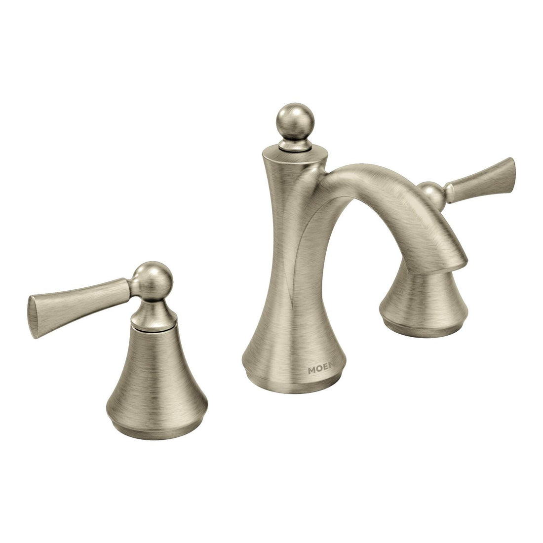 MOEN Wynford T4520BN Two-Handle Widespread High-Arc Bathroom Faucet with Lever Handles in in Brushed Nickel  (Valve Required)
