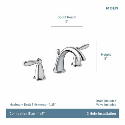 MOEN Brandtford TV6620BN Two-Handle High Arc Widespread Bathroom Sink Faucet in Brushed Nickel (Valve Included)