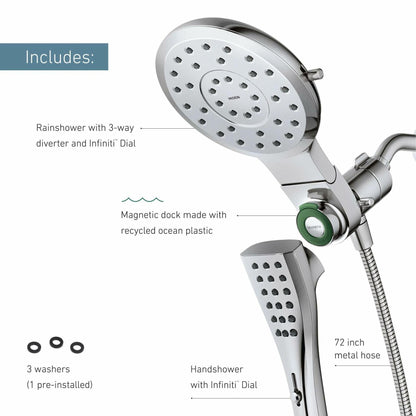 MOEN Verso 220C3 8-Spray 7 in. Dual Wall Mount Fixed and Handheld Shower Head 2.5 GPM with Infiniti Dial in Chrome