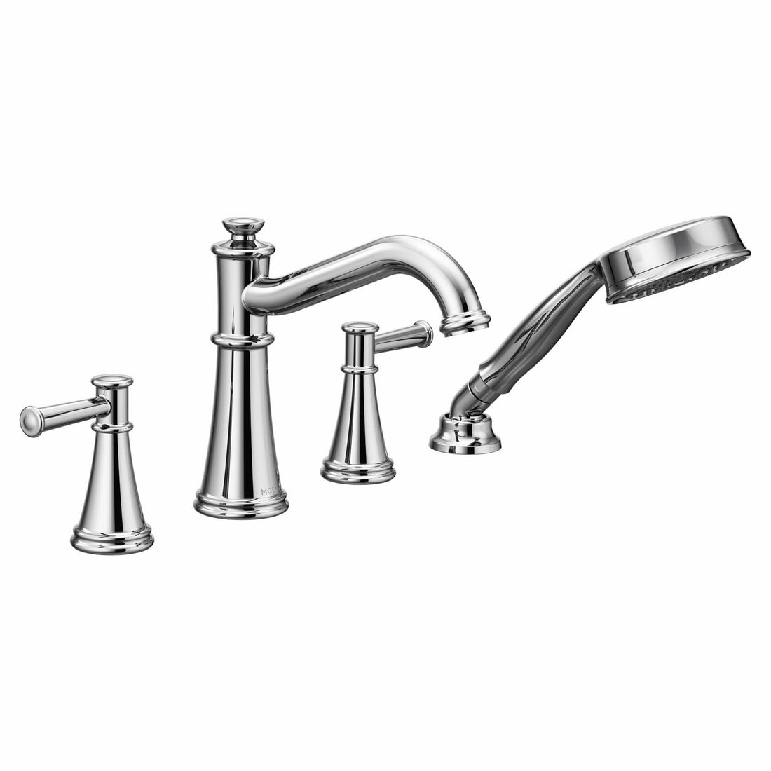 MOEN Belfield T9024 Two-Handle Deck Mounted Roman Tub Faucet and Hand Shower in Chrome (Valve Not Included)
