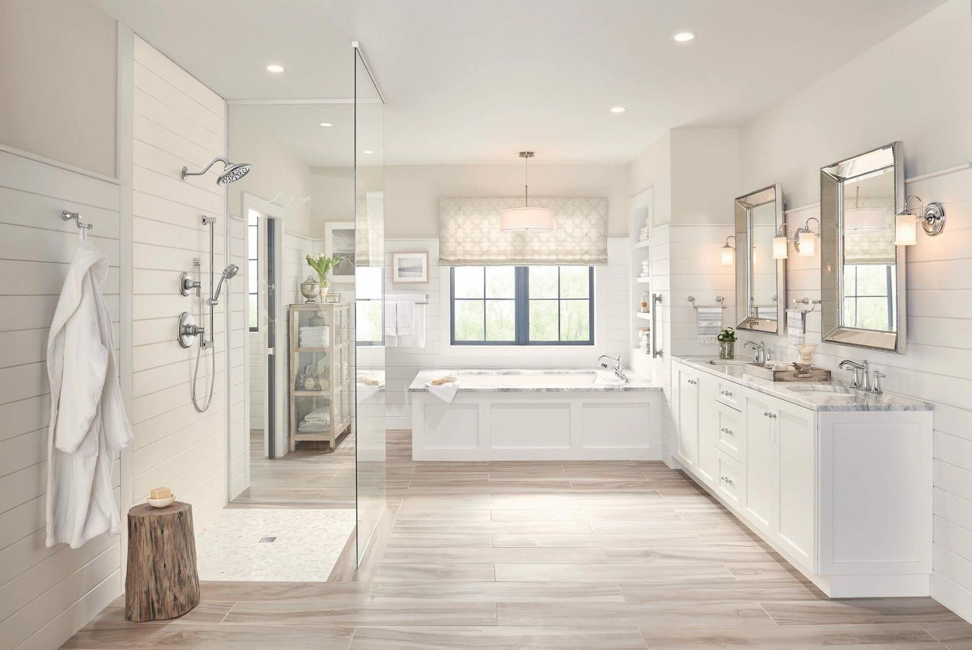 MOEN Belfield T9024 Two-Handle Deck Mounted Roman Tub Faucet and Hand Shower in Chrome (Valve Not Included)