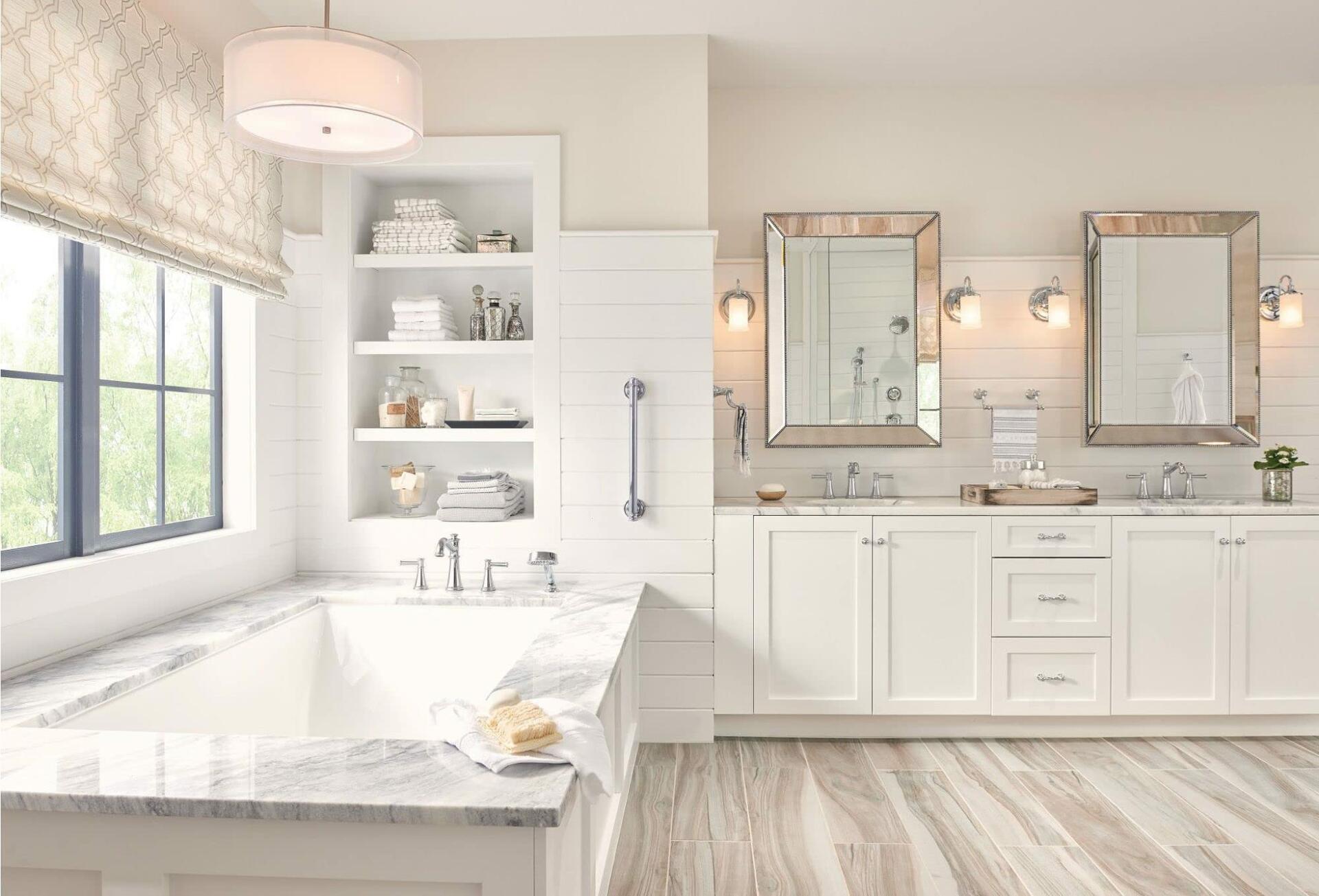 MOEN Belfield T9024 Two-Handle Deck Mounted Roman Tub Faucet and Hand Shower in Chrome (Valve Not Included)