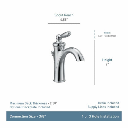 MOEN Brantford 6600 Single Hole Single-Handle High-Arc Bathroom Faucet in Chrome