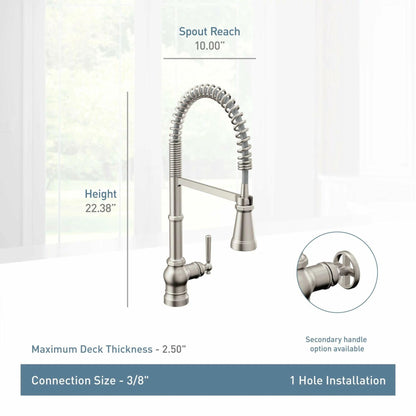 MOEN Paterson S72103BL Single-Handle Pre-Rinse Spring Pulldown Sprayer Kitchen Faucet with Power Clean in Matte Black