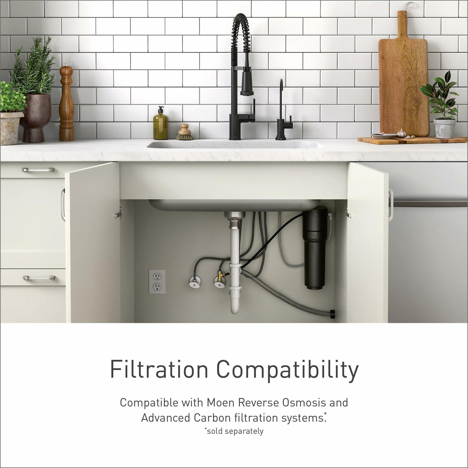 MOEN SIP F7660BL Single Handle Deck-Mount Filtered Kitchen Faucet in Matte Black