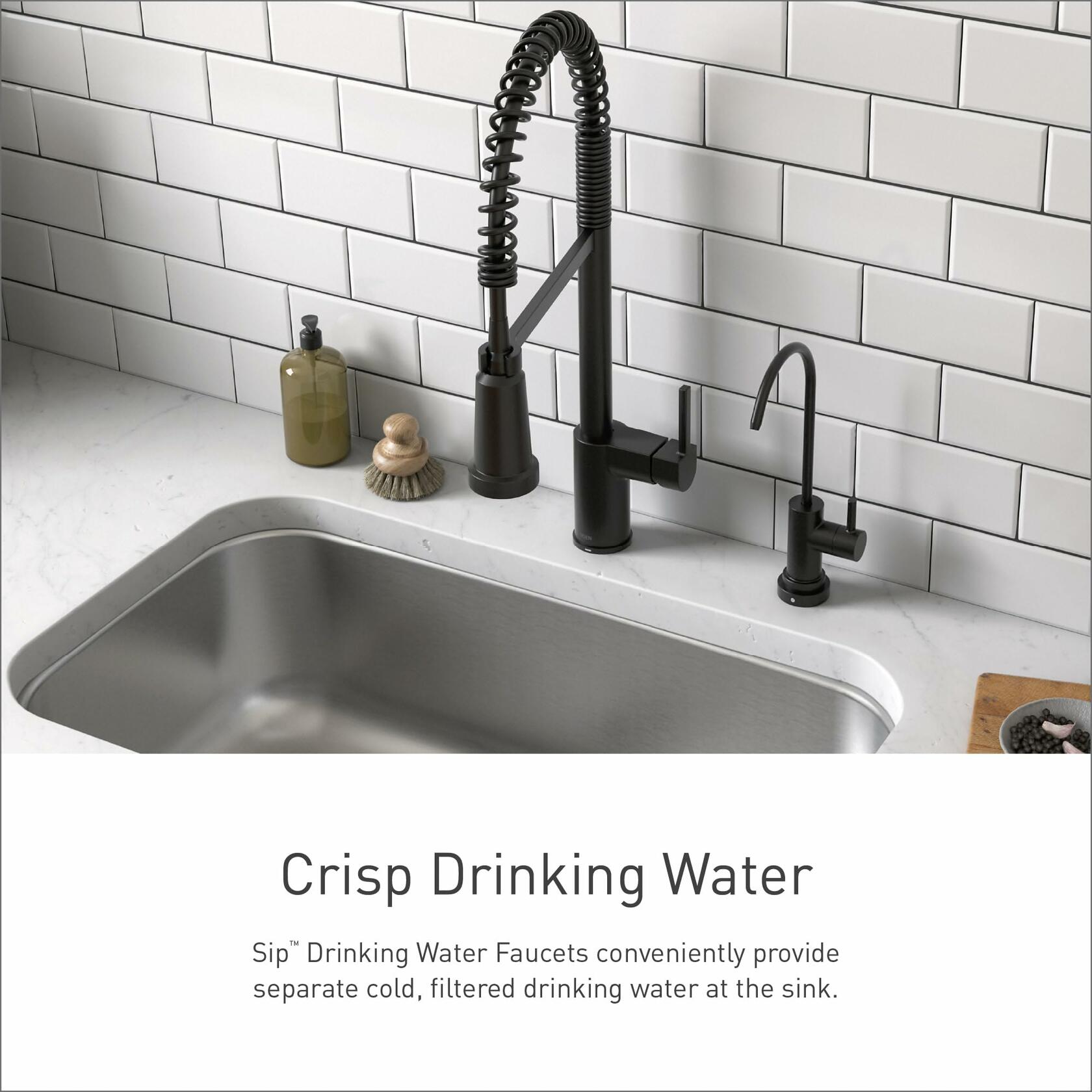 MOEN SIP F7660BL Single Handle Deck-Mount Filtered Kitchen Faucet in Matte Black