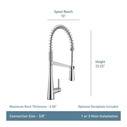 MOEN Sleek 5925BL High Spring Pull Down Sprayer Kitchen Faucet with 360 Degree Spout Swivel and Power Boost in Matte Black