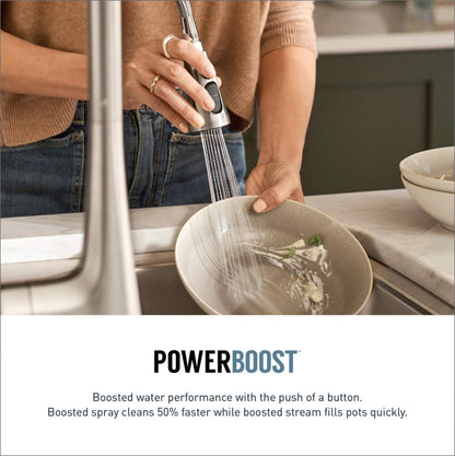MOEN Sleek 5925BL High Spring Pull Down Sprayer Kitchen Faucet with 360 Degree Spout Swivel and Power Boost in Matte Black