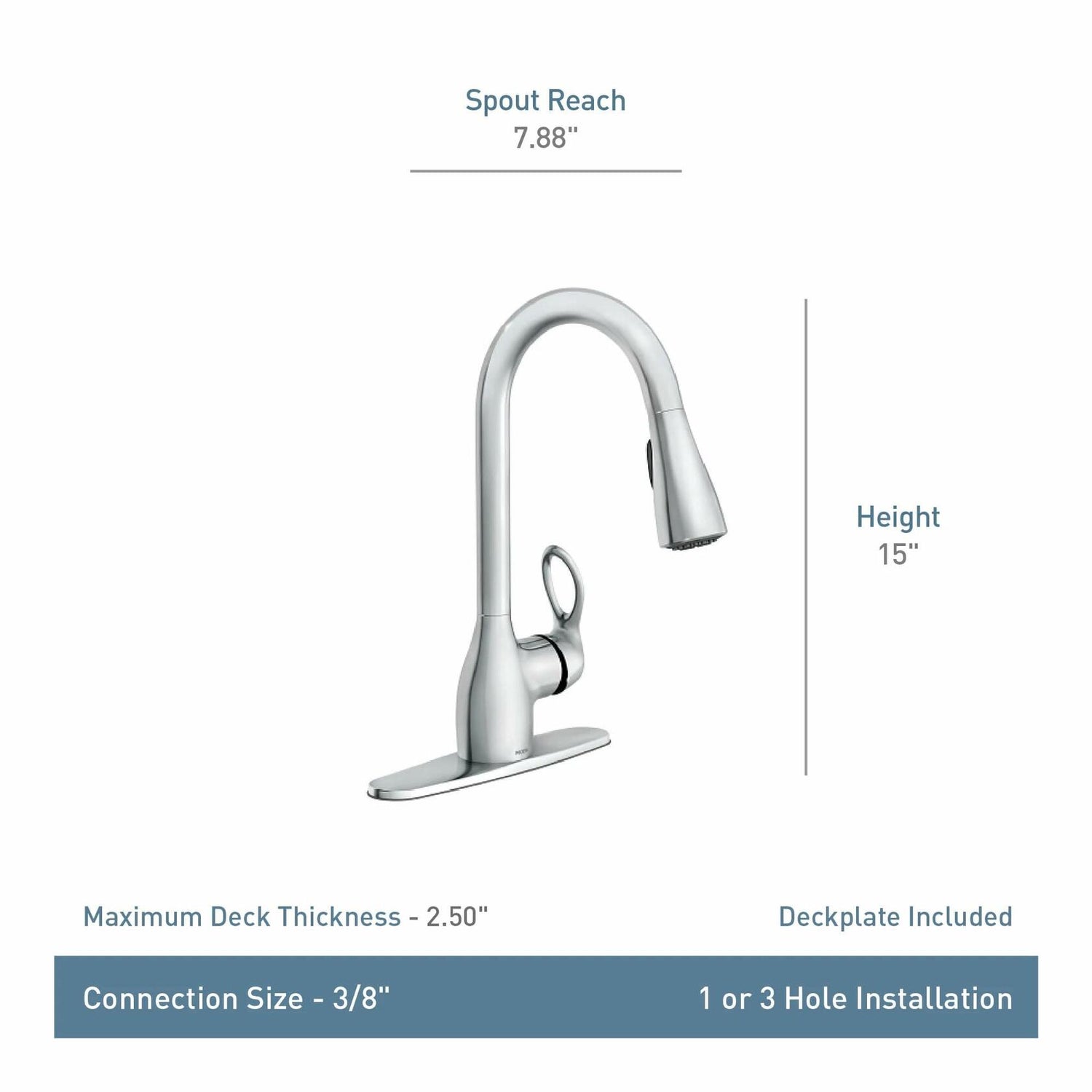 MOEN Kleo CA87011SRS Single-Handle Pull-Down Sprayer Kitchen Faucet with Reflex and Power Clean in Spot Resist Stainless
